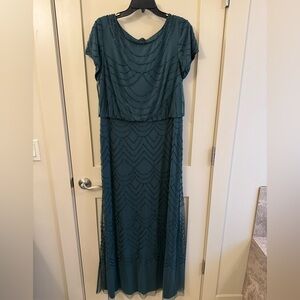 Adrianna Papell Green Beaded Maxi Dress